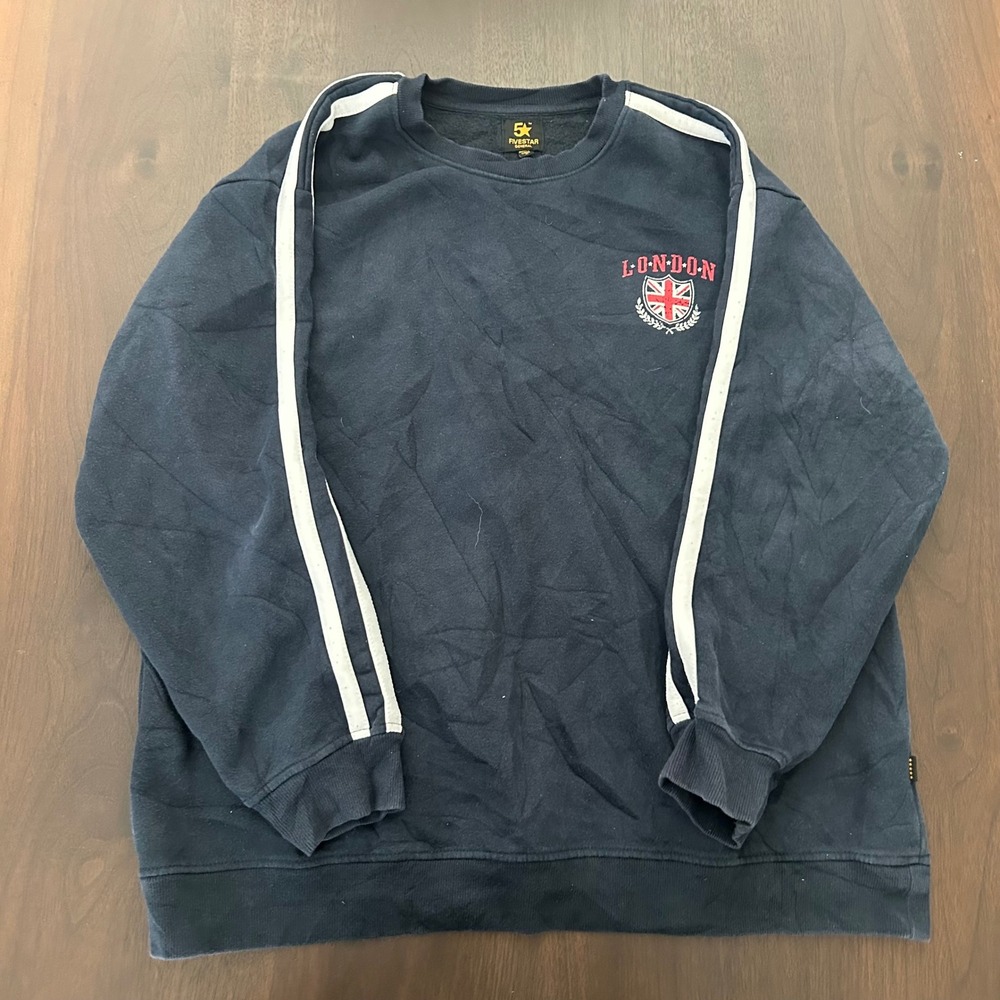 Fivestar General London Union‎ Jack Crest Crewneck Sweatshirt Black Mens M